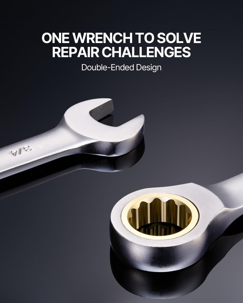 VEVOR 24-Piece Ratcheting Wrench Set  Ratchet Combination Wrench Set with Organizer  Nickel Plating  72-Tooth  CR-V  Metric 8-19mm & SAE 1/4-7/8"" - Image 5